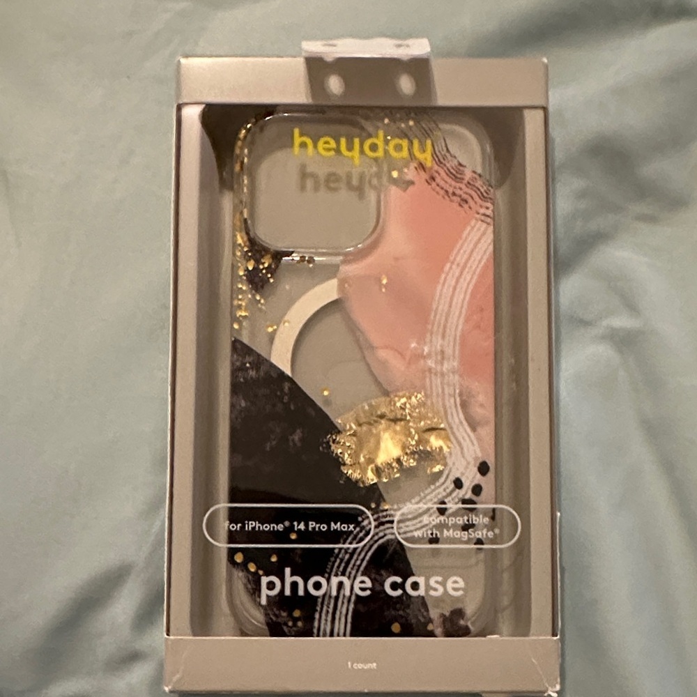 Heyday Multicolor iPhone 14 Pro Max Case pink black gold marbled with MagSafe